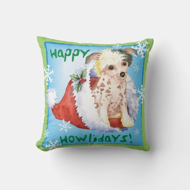 Almofada Feliz Howliday Chinês Detido (Frente)