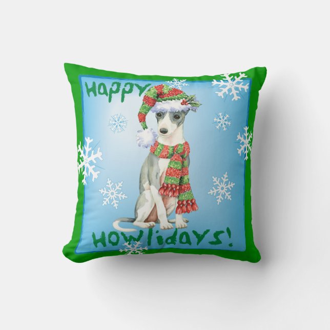 Almofada Feliz Howlidays Italiano Greyhound (Frente)