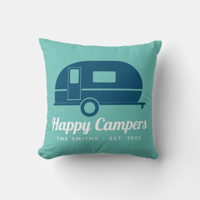 Almofada Feliz Marinho Campers Camping (Frente)