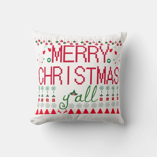 Almofada "Feliz Natal a Todos" Suéter Feio (Frente)