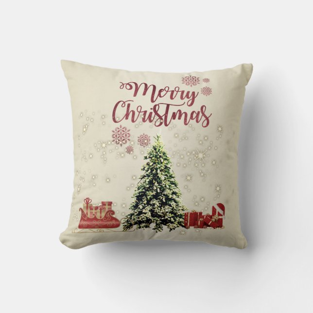 Almofada Feliz Natal,Árvores de Natal ,Presentes,Trenó (Frente)