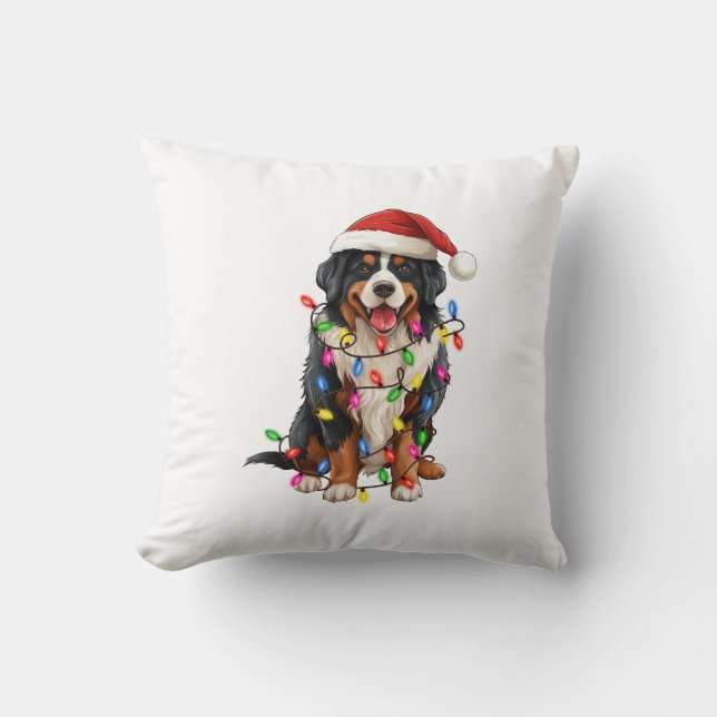 Almofada Feliz Natal Bernese Mountain Dog Santa Hat (Frente)