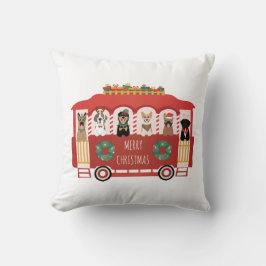 Almofada Feliz Natal Cães Feriado Trolly