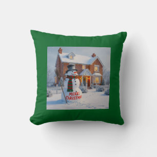 ALMOFADA FELIZ NATAL CENA DE INVERNO COM BONECÃO DE NEVE