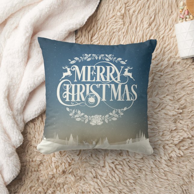 Almofada Feliz Natal Cena de Neve de Inverno (Cobertor)