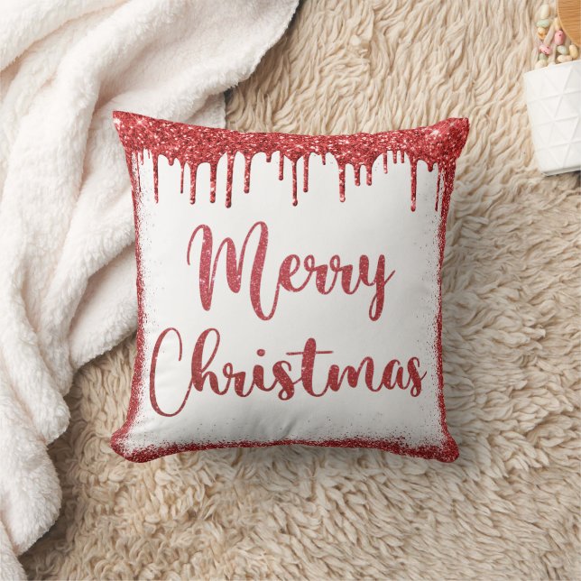 Almofada Feliz Natal com brilho vermelho (Cobertor)