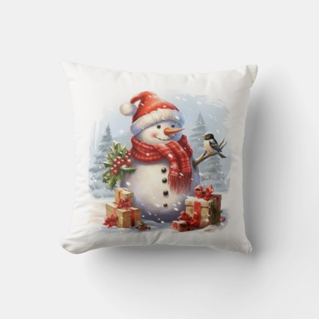 Almofada Feliz Natal do Homem de Neve (Frente)