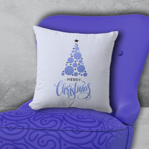 Almofada Feliz Natal Feriado de Árvore Azul Moderno
