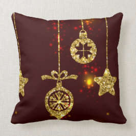 Almofada Feliz Natal Feriado Vermelho Glitter Espumante