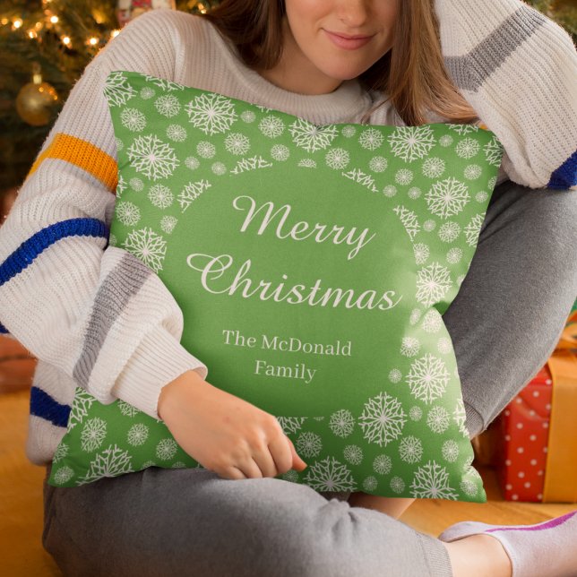 Almofada Feliz Natal floco de neve com nome personalizado v (Criador carregado)