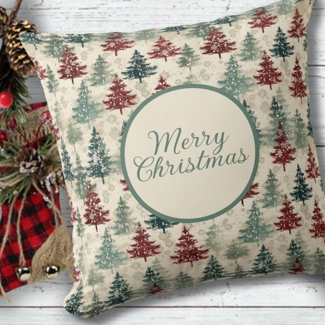 Almofada Feliz Natal Floresta Verde Floresta Fir Árvores (Criador carregado)