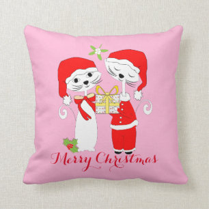 Almofada Feliz Natal Gatos Bonitos Em Santa Hats Festivos