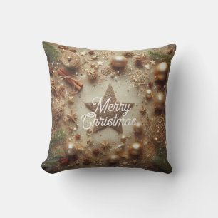 Almofada Feliz Natal Glitter Star Dourada