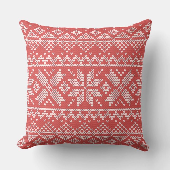 Almofada Feliz Natal Isle Snowflakes Branco e Vermelho (Frente)