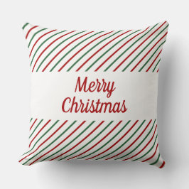 Almofada Feliz Natal Listrado de Vermelho Verde e Branco 