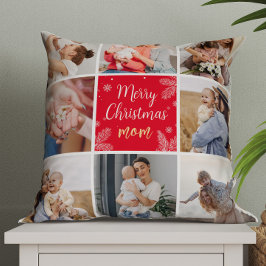 Almofada Feliz Natal Mãe 8 Foto Colagem da Família