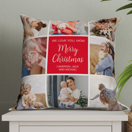 Almofada Feliz Natal Mãe 8 Foto Colagem da Família