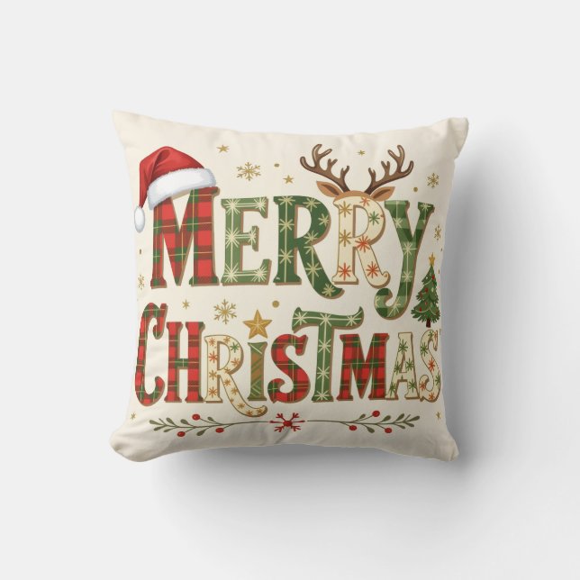 Almofada Feliz Natal minimalista chic (Frente)