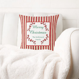 Almofada Feliz Natal nome personalizado floral vermelho