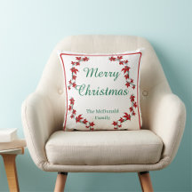 Feliz Natal nome personalizado floral vermelho