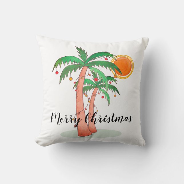 Almofada Feliz Natal Palm Trees  (Frente)