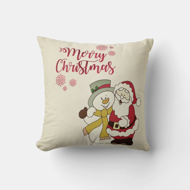 Almofada Feliz Natal,Papai Noel,Boneco de Neve (Frente)