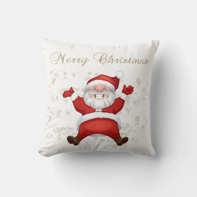 Almofada Feliz Natal,Papai Noel,Brilhos,Branco (Frente)