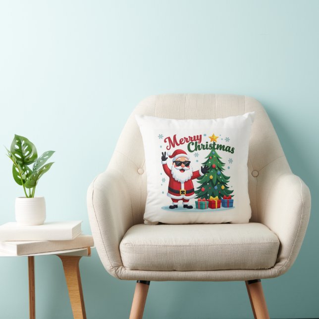 Almofada Feliz Natal | Papais noeis e Design de árvore (Cadeira)