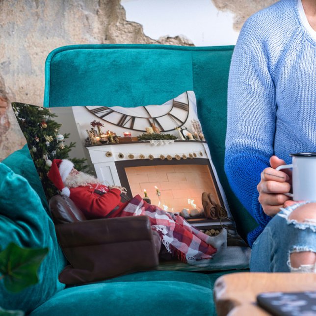 Almofada Feliz Natal Papais noeis Quentes e Lareiras (Criador carregado)