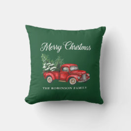 Almofada Feliz Natal - Patião Vermelho Vintage com Aquarela