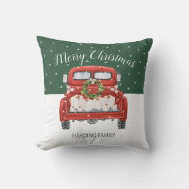 Almofada Feliz Natal Personalizado Caminhão Vermelho Antigo