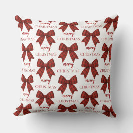 Almofada Feliz Natal Personalizado | Laço Xadrez Vermelho