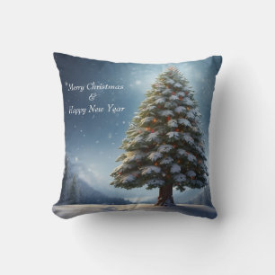 Almofada Feliz Natal Pine Tree Floco de Neve Feriado de inv