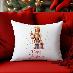 Almofada Feliz Natal Red Dourado Nutcracker