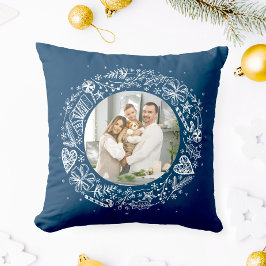 Almofada Feliz Natal Sua Foto Dourada Escuridão Escura