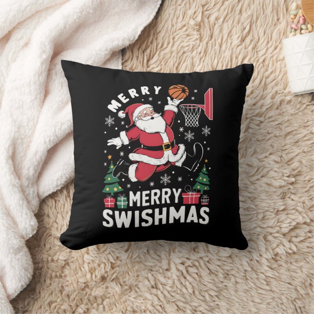 Almofada Feliz Natal Swishmas Papai Noel Jogando Basquete  (Cobertor)