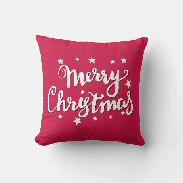 Almofada Feliz Natal Vermelho e Branco (Frente)