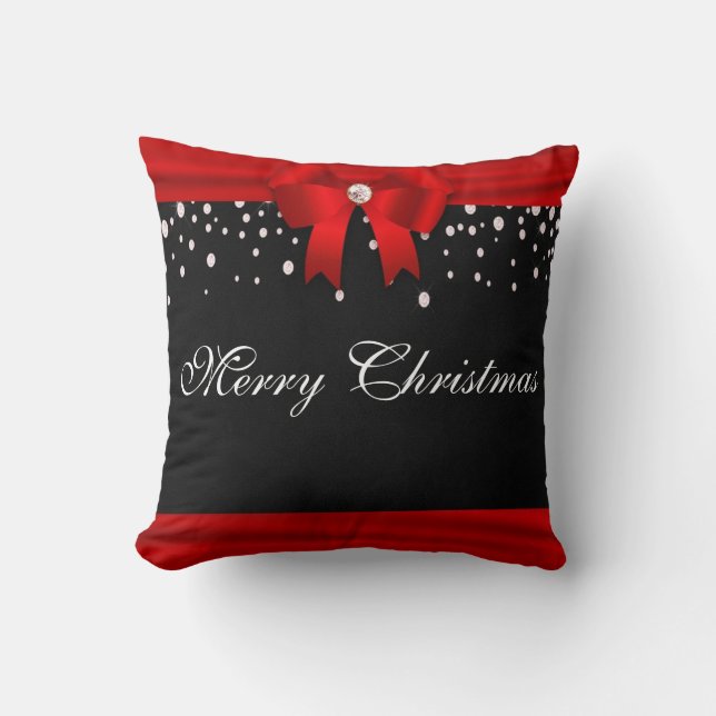 Almofada Feliz Natal Vermelho e Negro (Frente)