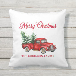 Almofada Feliz Natal - Vintage Red Truck Porch