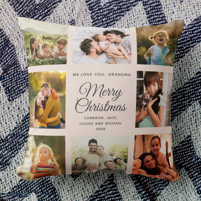 Almofada Feliz Natal Vovó Blush Cor de Foto Rosa (Criador carregado)