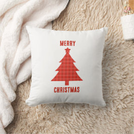 Almofada Feliz Natal Xadrez Vermelha Personalizada