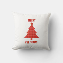 Almofada Feliz Natal Xadrez Vermelha Personalizada