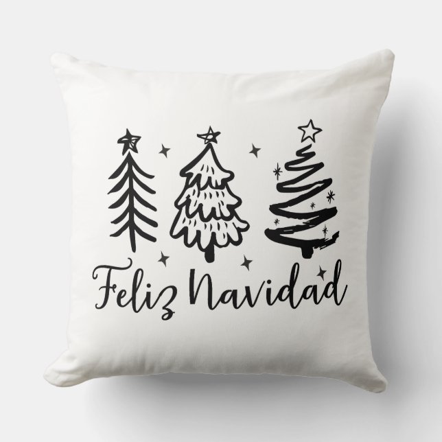 Almofada Feliz Navidad & Vibrante Serape Mexicano de dupla  (Frente)