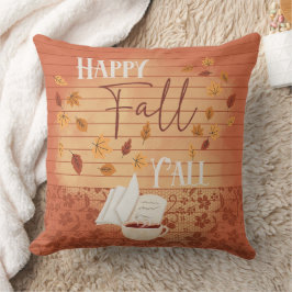 Almofada Feliz outono, vocês todos com folhas de café e out