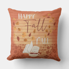 Almofada Feliz outono, vocês todos com folhas de café e out
