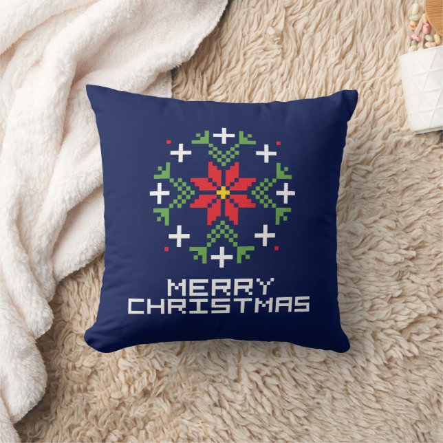 Almofada Feliz padrão de Natal 6 (Cobertor)