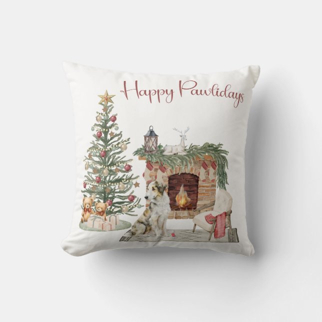 Almofada Feliz Pawlidays Design de Cachorro - Borzoi (Frente)