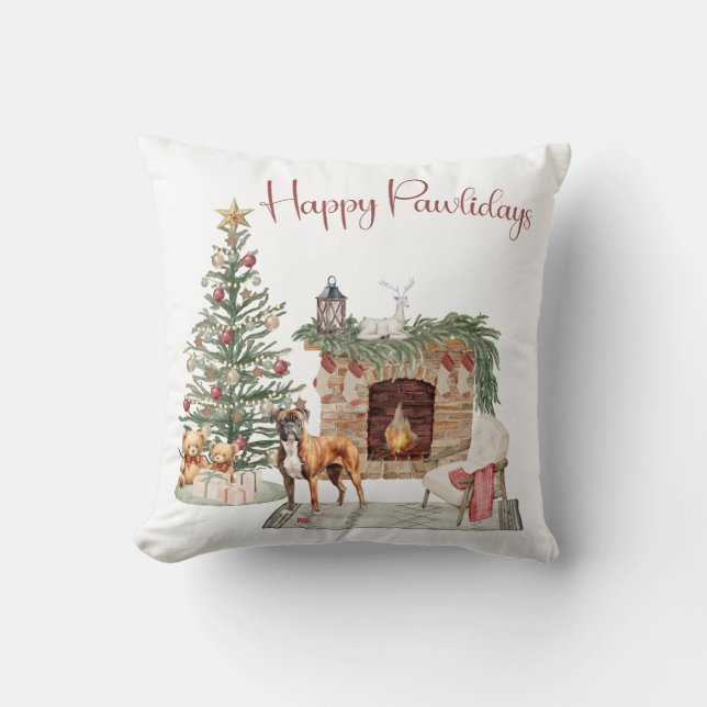 Almofada Feliz Pawlidays Design de Cachorro - Boxer (Frente)
