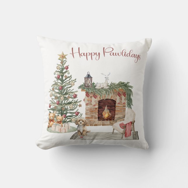 Almofada Feliz Pawlidays Design de Cachorro - Cavapoo (Frente)