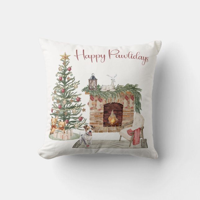 Almofada Feliz Pawlidays Design de Cachorro - Jack Russell (Frente)